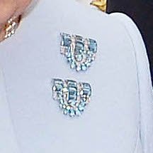 Queen Mother aquamarine clip brooches