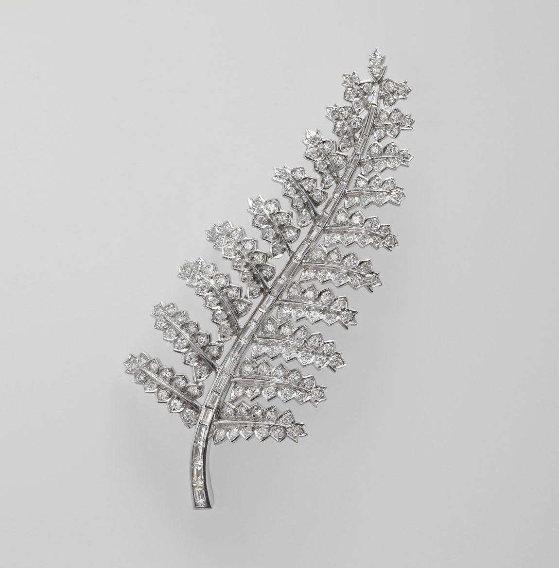 A diamond New Zealand Fern brooch, displayed in a Commonwealth exhibition at the opening of Buckingham Palace (RCT/Queen Elizabeth II)