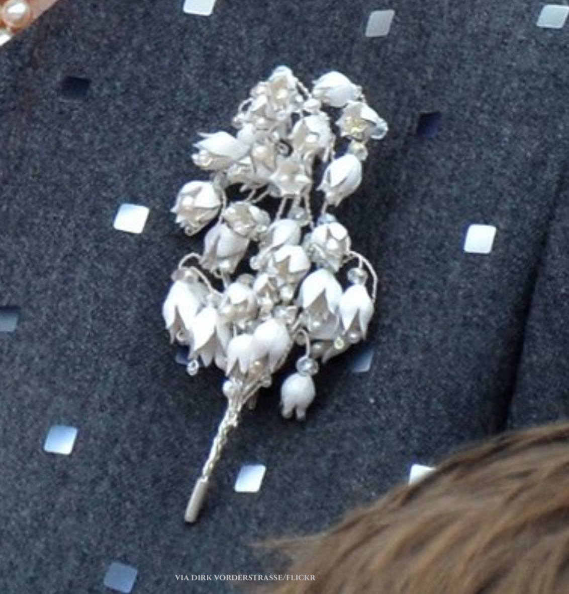 Porcelain lily of the valley brooch 
