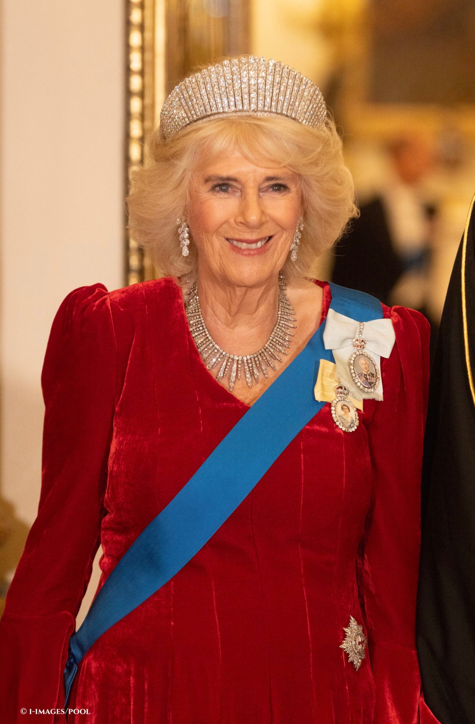 Queen Camilla wearing Queen Alexandra’s Kokoshnik Tiara