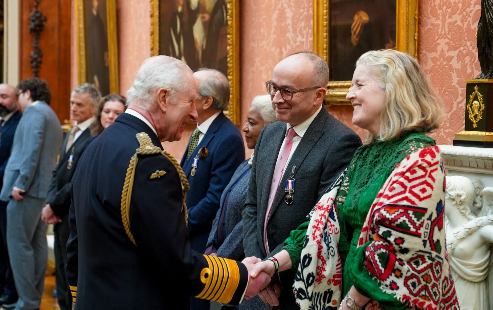 The King presenting the first Humanitarian Medals. (UK Government)