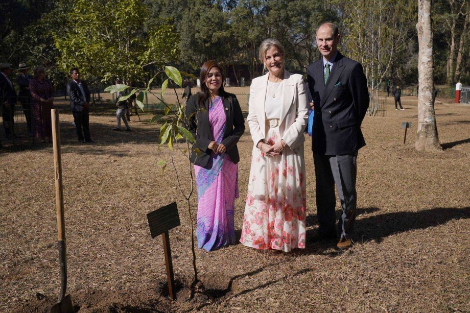 The Duke and Duchess of Edinburgh joked about whose tree is growing more. (Royal Family)