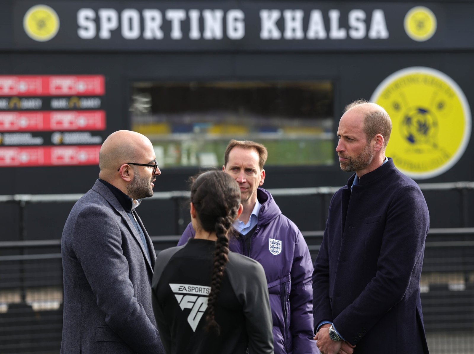 11/03/2025. Willenhall, UK. The Prince of Wales, Patron of the Football Association during a visit to a referee training course at Sporting Khalsa FC as part of the FA’s Reflective and Representative campaign which aims to recruit 1,000 people from Black, Asian and Mixed Heritage backgrounds into refereeing roles. The Prince met representatives from the FA and Sporting Khalsa and heard about the importance of opening up opportunities in football to young people from diverse backgrounds. His Royal Highness then spoke to trainers of the refereeing course and professional referee and Lieutenant in the British Army, Levi Gray. His Royal Highness then joined a lesson with participants on the course and learned about the key skills involved in refereeing. The Prince will be taken onto the pitch to engage with different stations teaching referee skills such as whistle tones and flag signals. His Royal Highness will then have the opportunity to practice being a referee in a mini football game alongside participants on the programme. Picture by Andrew Parsons / Kensington Palace