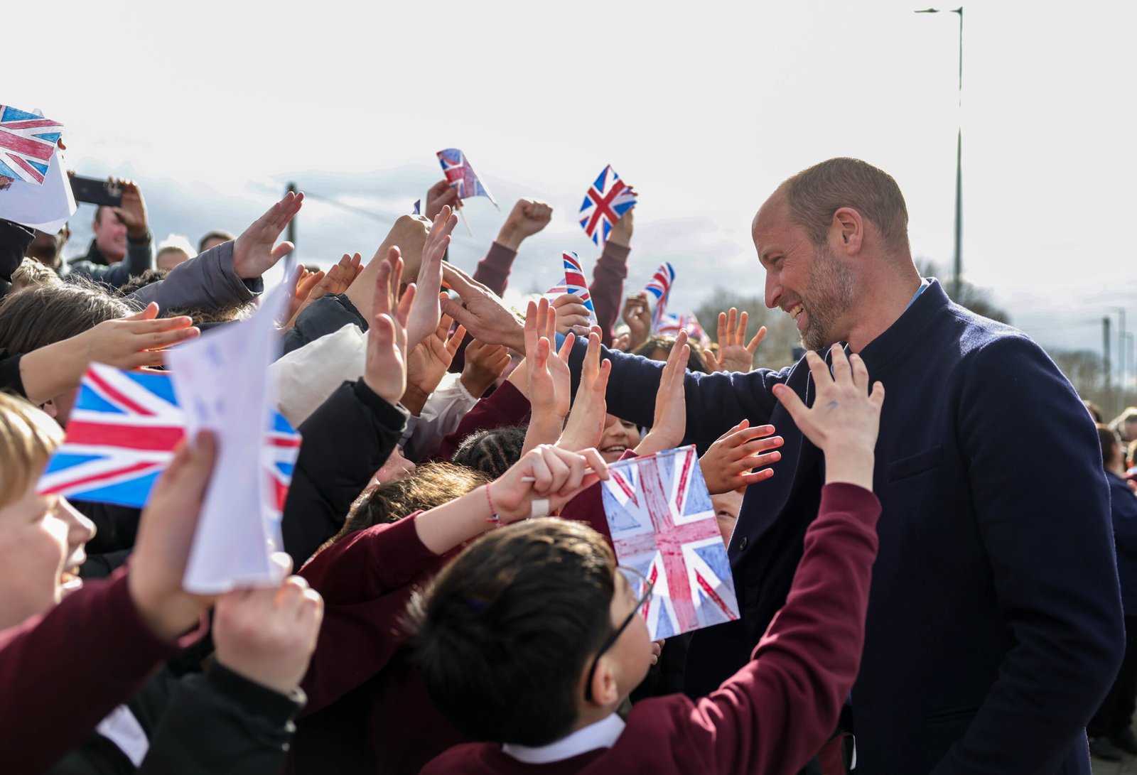 Prince William received a warm welcome from local schoolchildren.