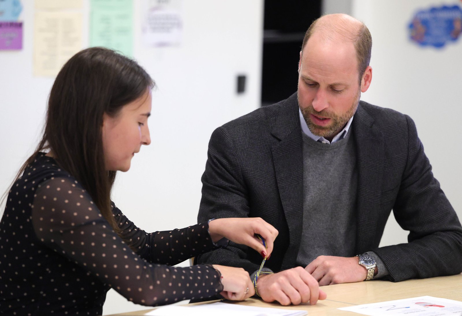 20/03/2025. Tallinn, Estonia. Prince William during a visit to the Freedom School which was founded by the Ministry of Education and Research of Estonia in May 2022 to respond to the war in Ukraine. His Royal Highness met teachers from Ukraine to hear about their experiences at the school and how they have helped students settle in Tallinn and look after their mental wellbeing. His Royal Highness also engaged in a sports activity with pupils from the school and a Ukrainian language lesson. Picture by Andrew Parsons / Kensington Palace