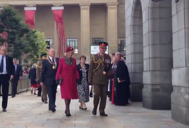 Charles and Camilla, Duke and Duchess of Rothesay, attended a service in Dundee to remember the Battle of Loos. Still from Radio Tay news Vine)
