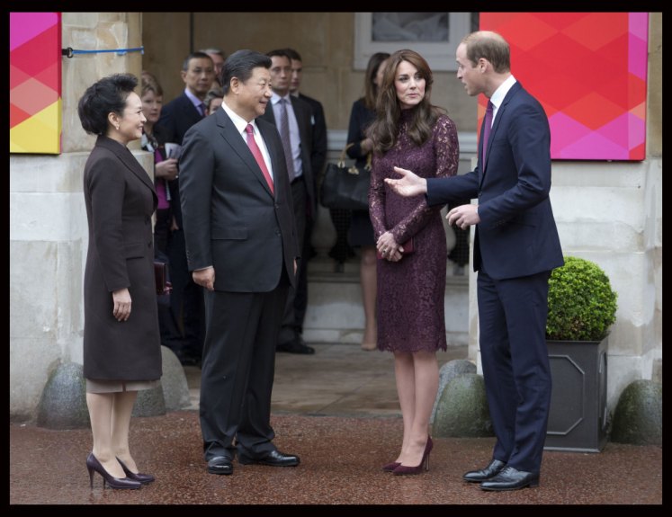 The Duke and Duchess of Cambridge with the President of China Xi ÊJinping and his wife Peng Liyuan at Lancaster House in London on the second day of their State Visit. Picture by Stephen Lock / i-Images