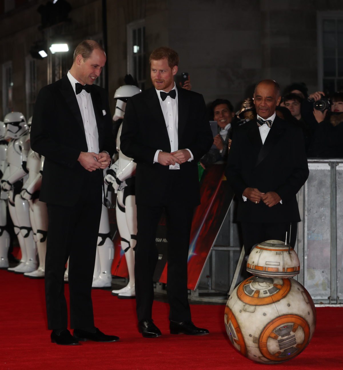 Stormtroopers William & Harry rub shoulders with Hollywood royalty at