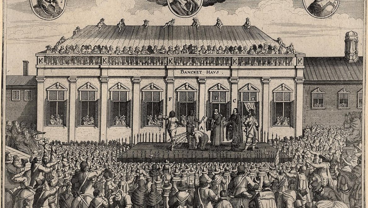 image of Charles I being execute on the scaffold outside Banqueting House