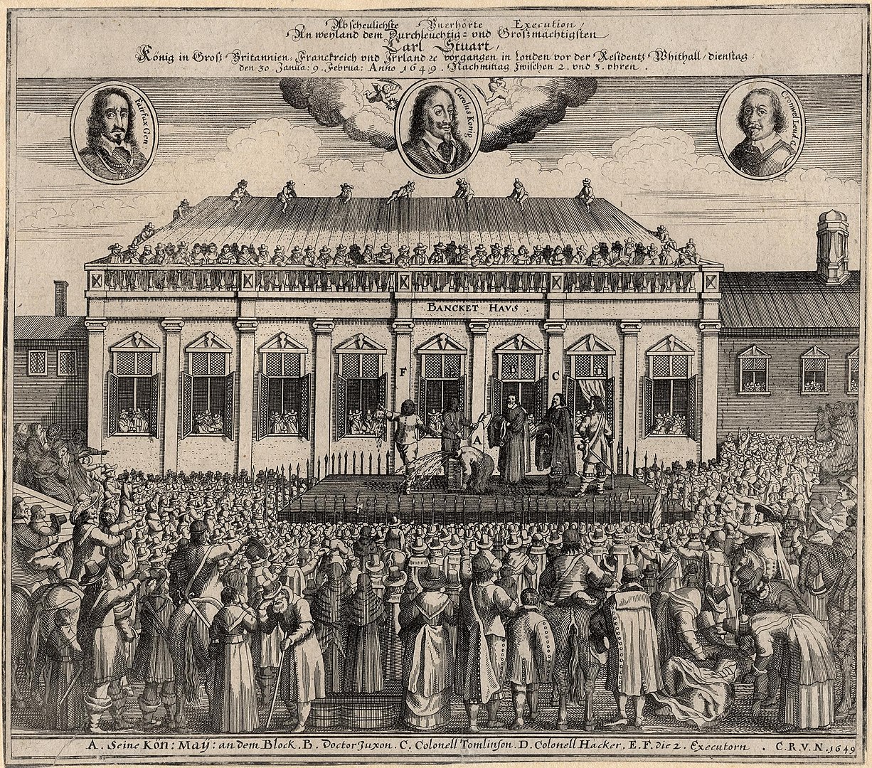 image of Charles I being execute on the scaffold outside Banqueting House