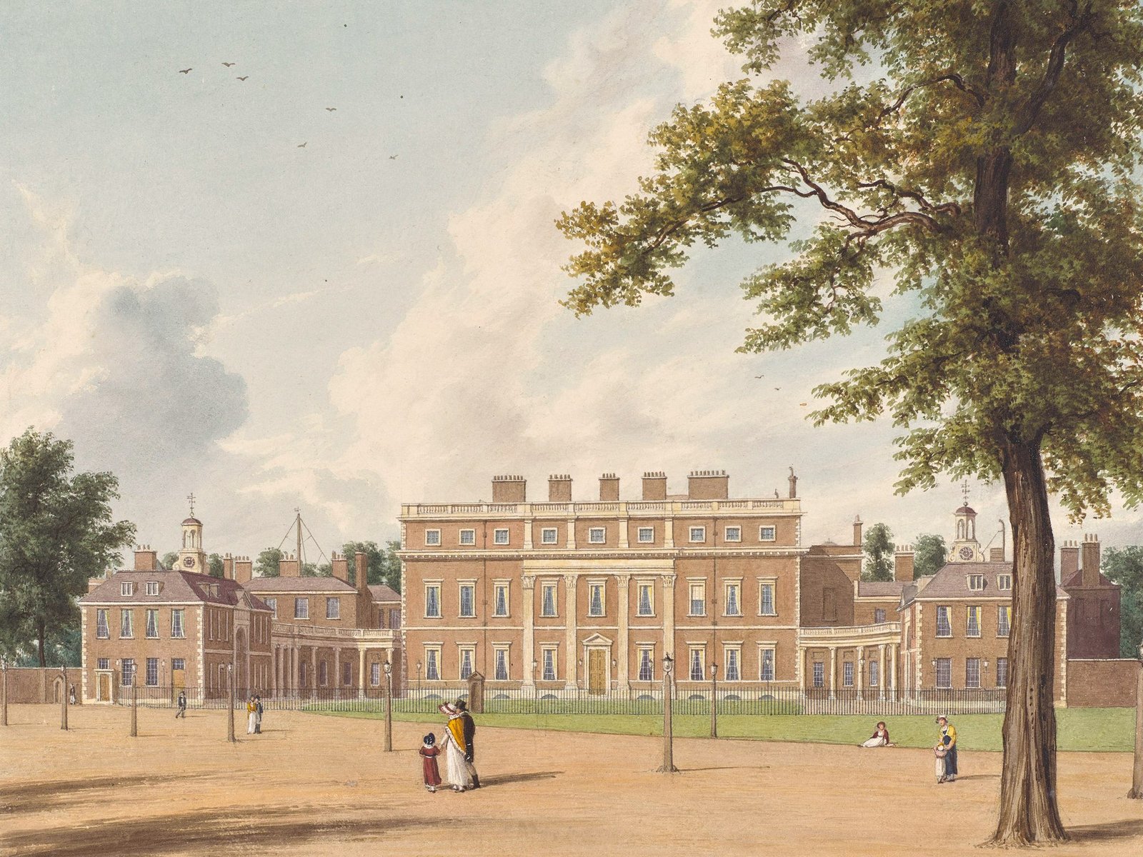 Painting of Buckingham House in 1819 by William Westall. (Wikipedia)