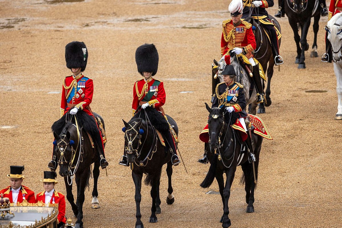 Anne, William and Edward on horseback at 2024 Trooping. (Defence Imagery)