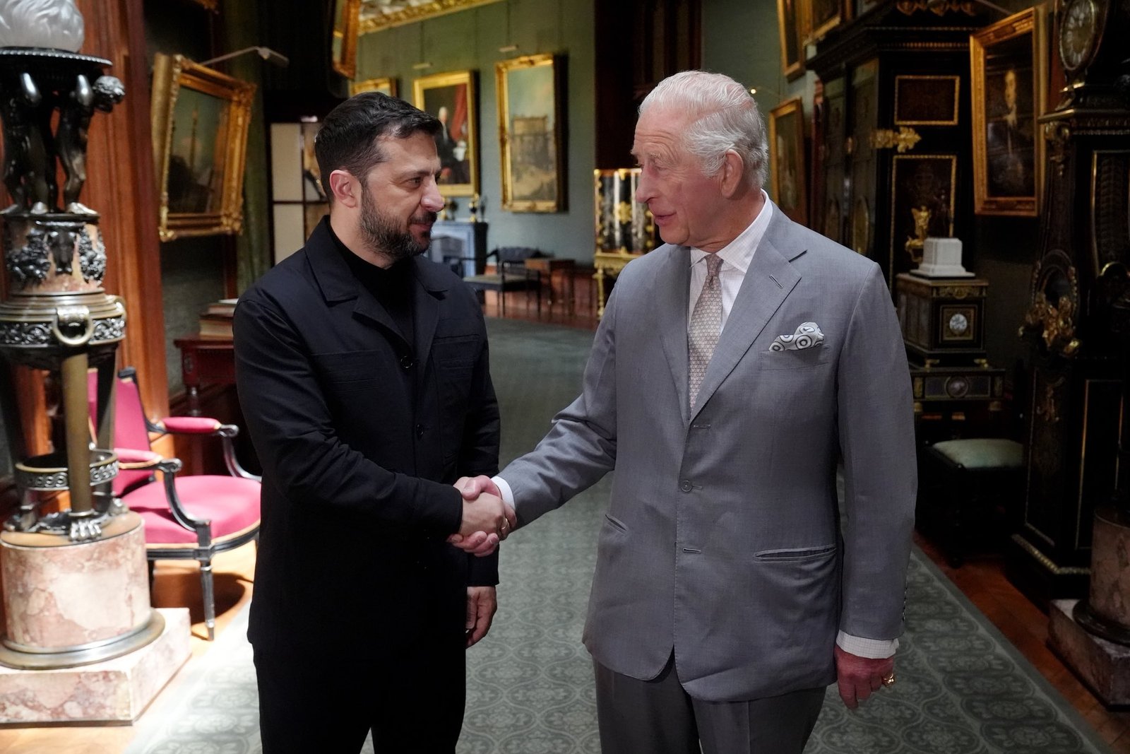 King Charles with the President of Ukraine at Windsor Castle. (Royal Family)