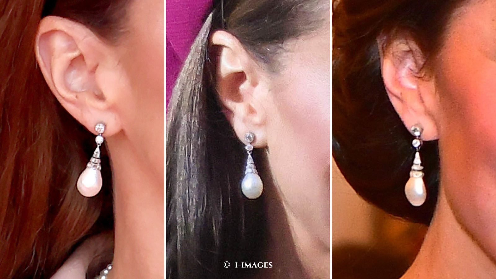 A close up of the Collingwood pearl drop earrings.