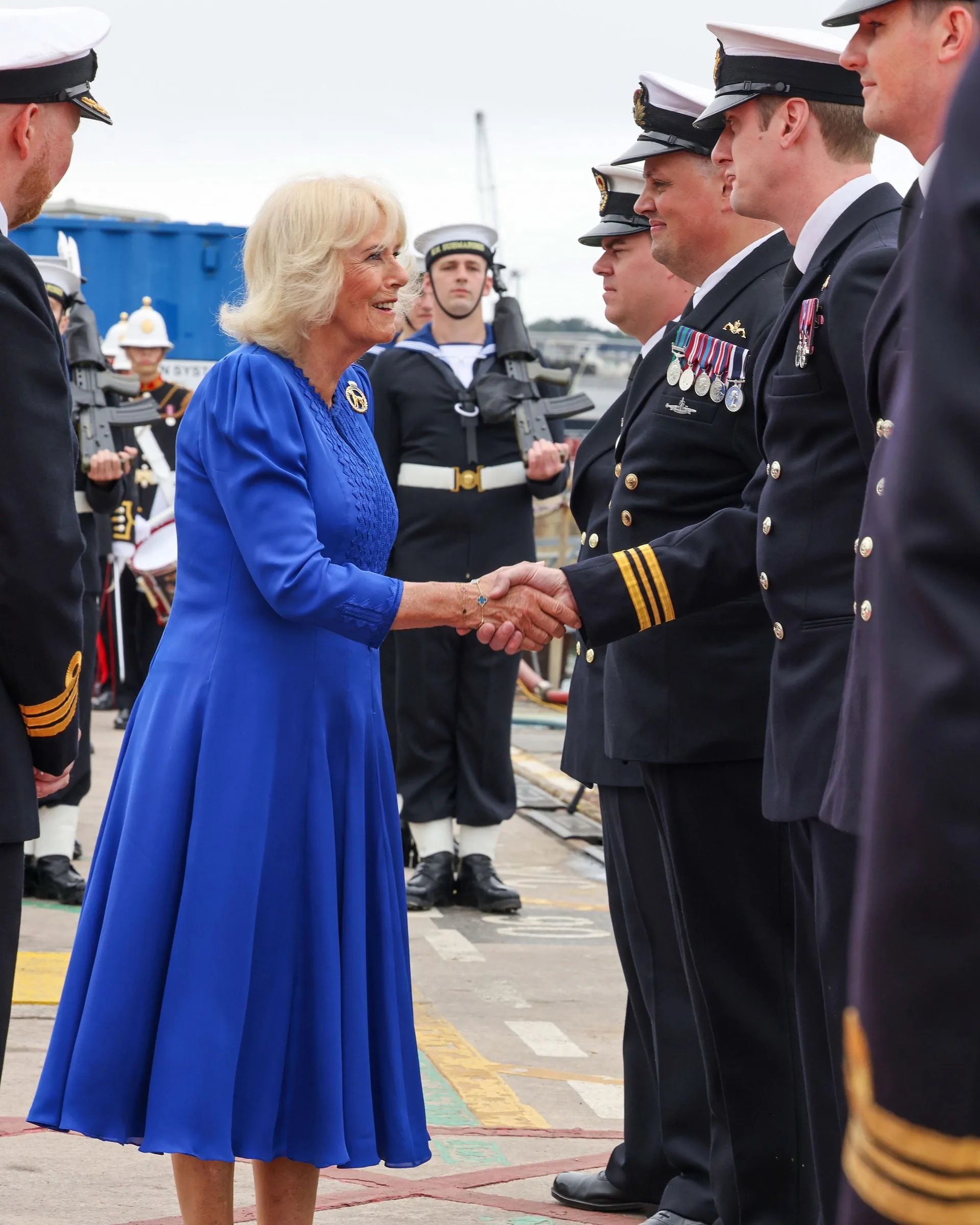 Queen Camilla at HM Naval Base Devonport in Plymouth. (Royal Navy)