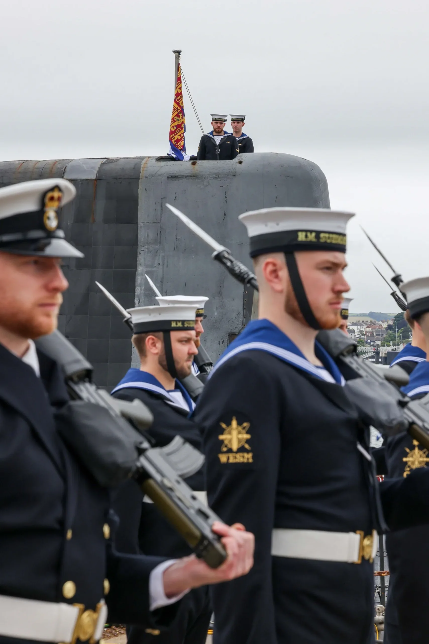 The visit marked attended a ceremony marking the end of HMS Astute’s first 15-year commission. (Royal Family)