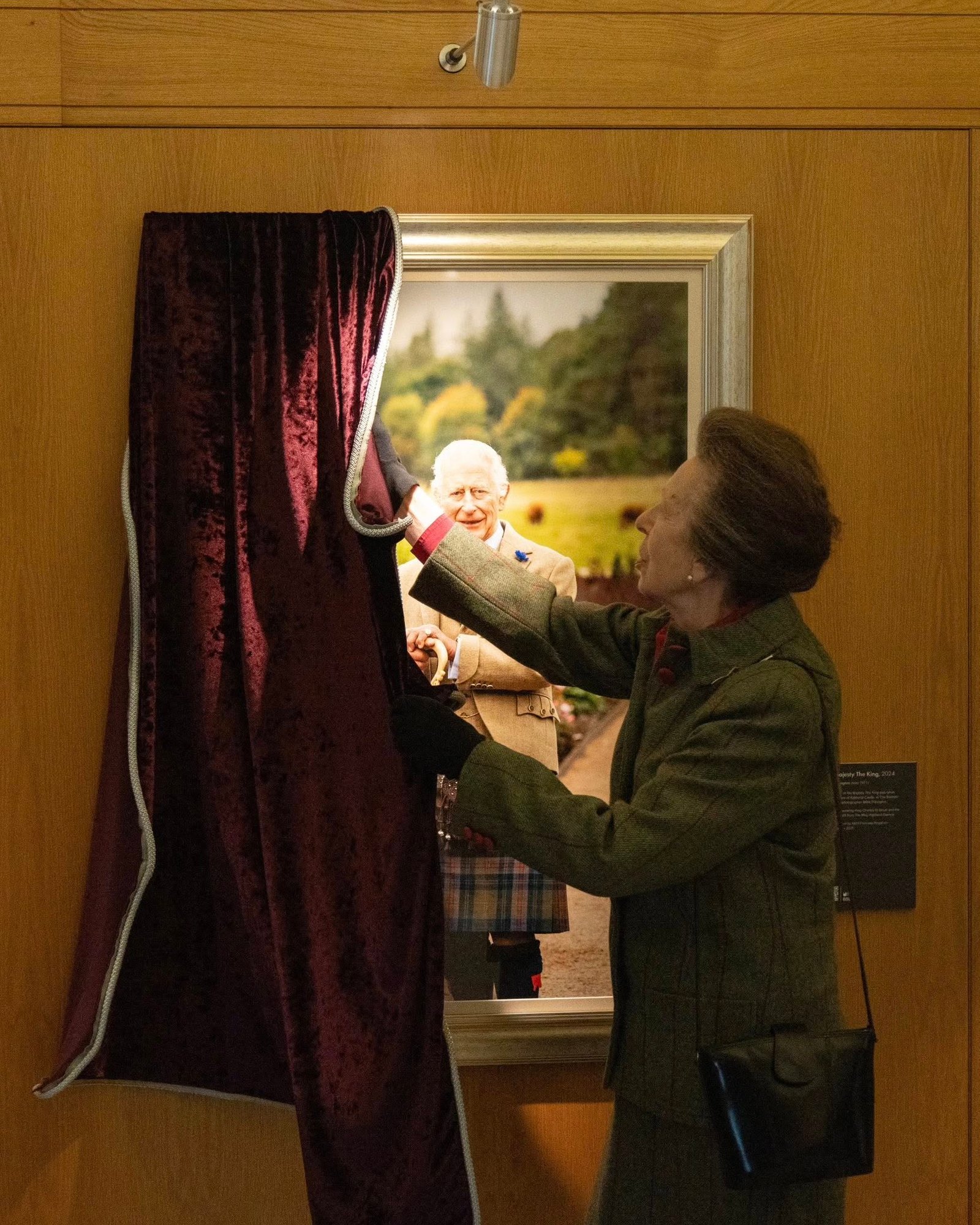 Princess Anne unveiling a new portrait of her brother. (Royal Family)