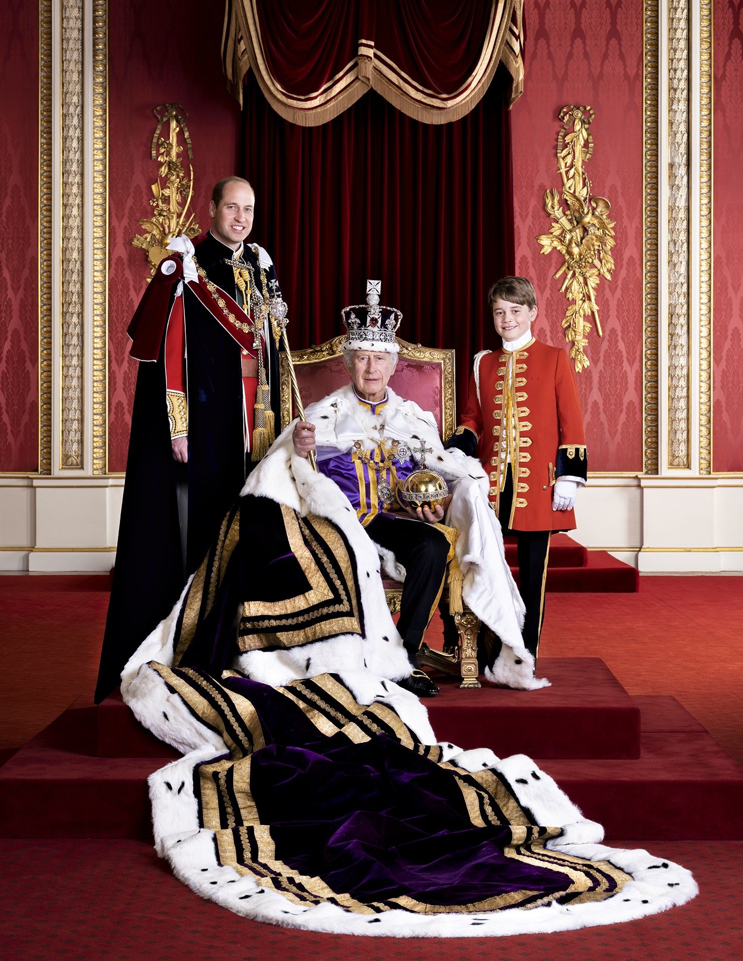 Prince William, with his father and son, in a Coronation portrait. (Royal Family)