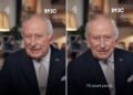 king charles looks into the camera to begin a video message