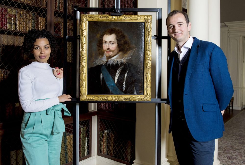 The portrait of Villiers, Duke of Buckingham, is featured on the BBCs 'Britain's Lost Masterpieces' show with Emma Dabiri and Dr Bendor Grosvenor (BBC/Laura Radford)