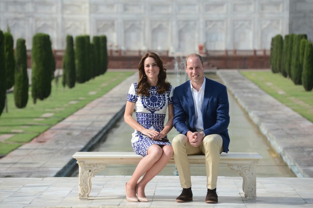 William and Kate sit in front of the Taj Mahal on the last day of their Indian tour. UK in India