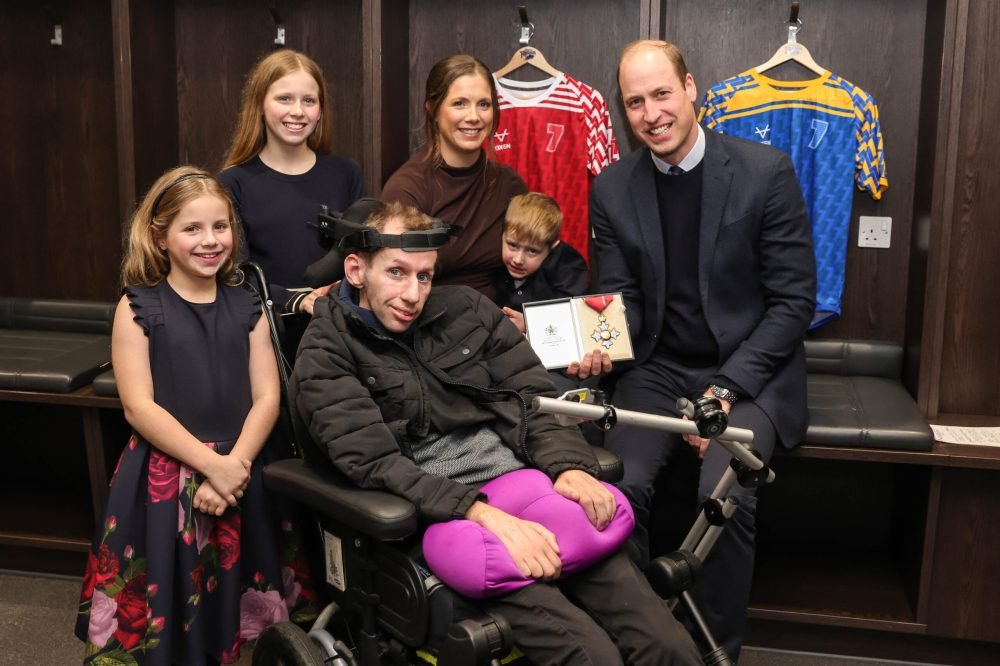 11/01/2024. Leeds, UK. The Prince of Wales meets with Rob Burrow and Kevin Sinfield at Headingley Stadium in Leeds to congratulate them on their outstanding efforts to raise awareness of, and funds to fight, Motor Neurone Disease. Picture by Andrew Parsons / Kensington Palace