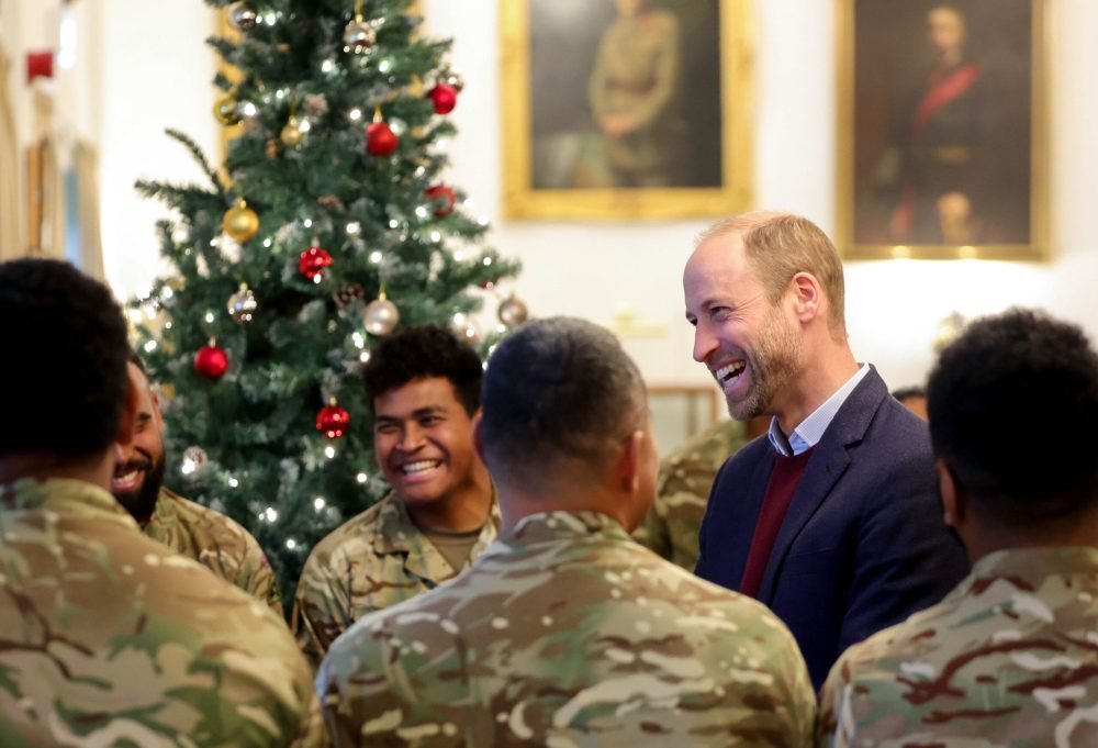 10/12/2024. Bulford, UK. The Prince of Wales, Colonel-in-Chief, 1st Battalion Mercian Regiment, during a visit to the Regiment for a Christmas event for families at Picton Barracks. His Royal Highness met with soldiers and their families, and heard more about their experiences and roles within the Mercian Regiment. The soldiers The Prince met are from different ranks across the Battalion and have gone above beyond in their roles through charity fundraising, volunteering and helping with extracurricular activities. The Prince then helped give out gifts to the children of the families and listened to songs from a Fijian choir who are formed of soldiers from the Mercian Regiment. Picture by Andrew Parsons / Kensington Palace