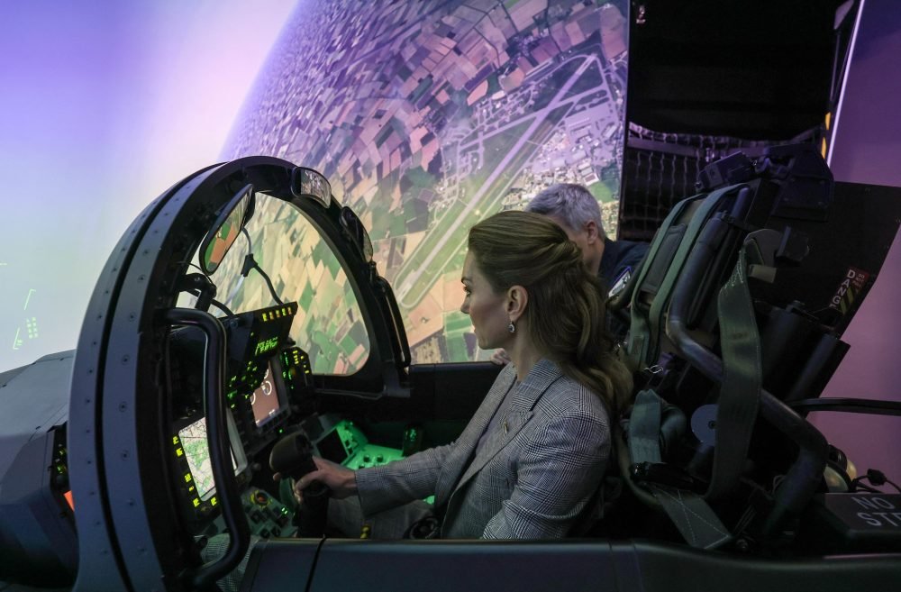 The Princess of Wales tries a flight simulator at RAF Coningsby (Kensington Palace)