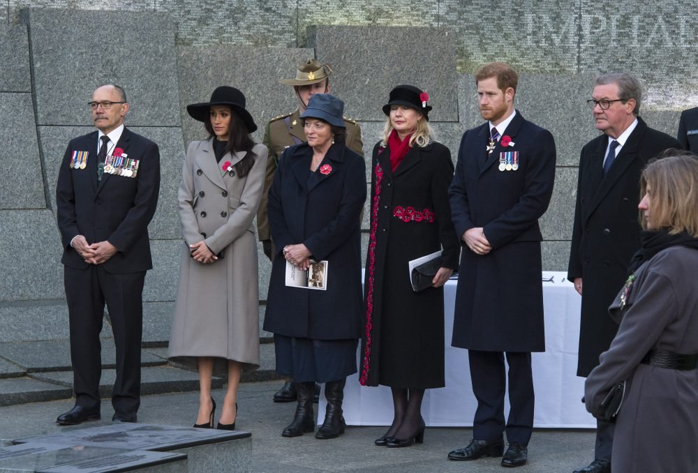 HRH Prince Henry and Meghan Markle are joined by members of the Australian and New Zealand High Commission for the dawn anzac service (MOD)