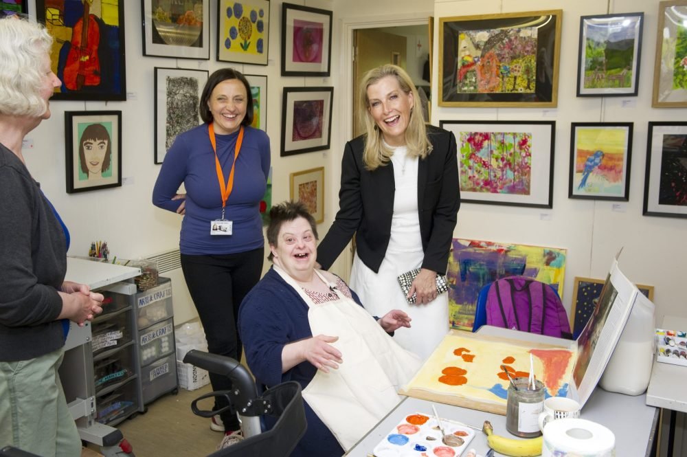 Her Royal Highness The Duchess of Edinburgh during her visit to ArtVenture, St Peter's School, Horseshoe Lane East, Merrow, Surrey PICTURES BY STEVE PORTER