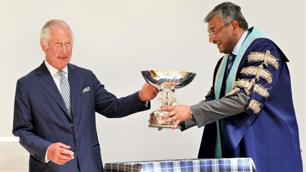 The Prince of Wales was presented with a commemorative bowl to mark the visit. (Clarence House).