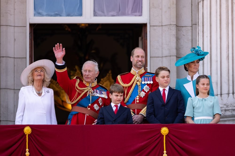 The Royal family are seen here on the balcony of Buckingham Palace as they watch the flypast of military aircraft over London today (14/06/2025). The King's Birthday Parade, also know as Trooping the Colour is a military parade which has long been used to mark the official birthday of the British Sovereign.

The King’s Birthday Parade is the Household Division’s special opportunity to wish His Majesty a happy birthday and illustrates all that is important about soldiering:  discipline, detail, teamwork, commitment and endurance. It is one of the most popular and well-known parades in the world.  

Members of the Royal Family watched from the upstairs window of the Major General’s Office in Horse Guards and tens of thousands of members of the public and VIPs watched from the stands around the Parade. 

More than 1000 soldiers and 200 horses from the Household Division carried out complex battlefield drill manoeuvres to a spectacular programme of music, specially composed and arranged to complement the C