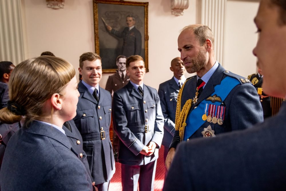 The Prince of Wales met with the graduating officers, families and friends in College Hall Officers' Mess at Cranwell. (Ministry of Defence)