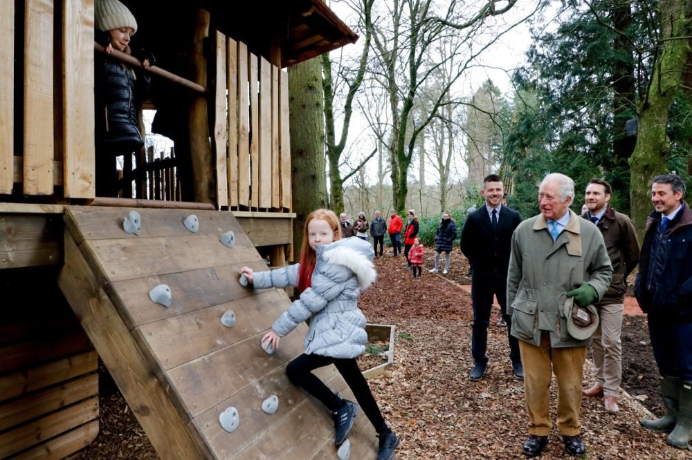 The Prince of Wales met pupils from  who experienced the new play area. (Clarence House).