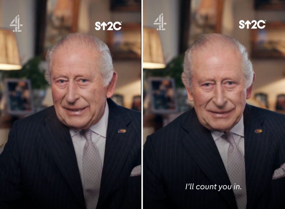 king charles looks into the camera to begin a video message