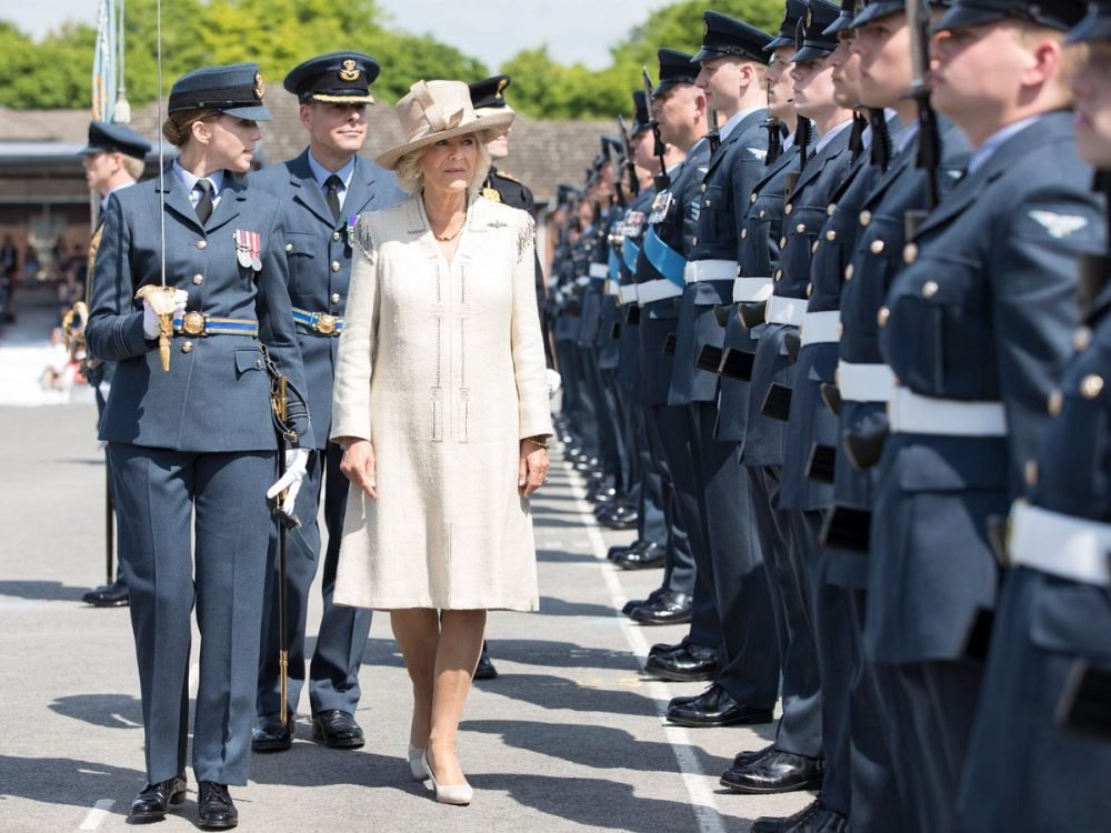 Camilla, Duchess of Cornwall, attended a graduation ceremony at RAF Halton; here she inspects the graduates (Royal Family)