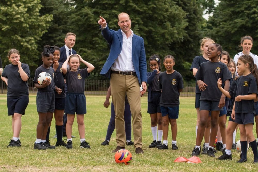 Prince William played football with the England women's team at Kensington Palace, scoring a penalty (Kensington Palace)