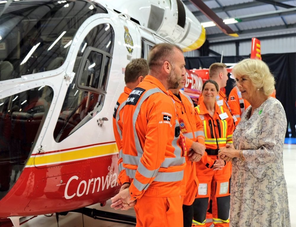 Duchess Camilla chats with her patronage, the air ambulance (Clarence House)