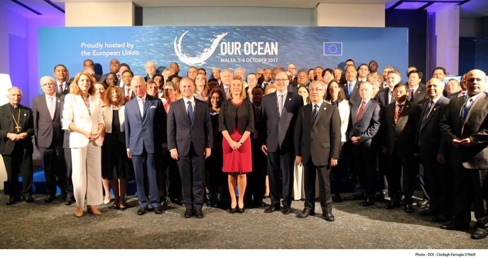 Queen Noor (l) joins Prince Charles and Prince Albert of monaco (second right) at the 'our ocean' conference in matla (eu maritime and fish)