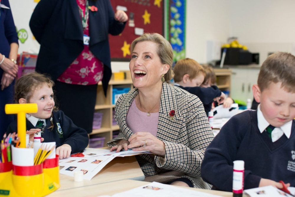 the countess of wessex chatted to some of the pupils at the primary school (royal family)