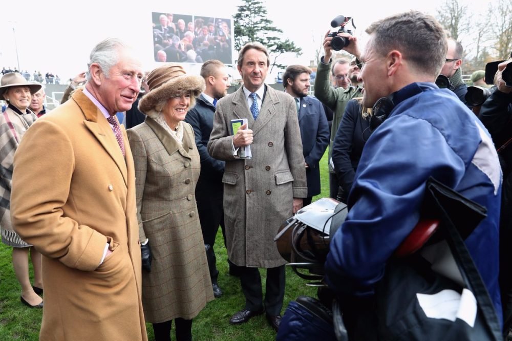 prince charles and camilla watched former footballer michael owen race today in an event at ascot for the prince's countryside trust (clarence house)