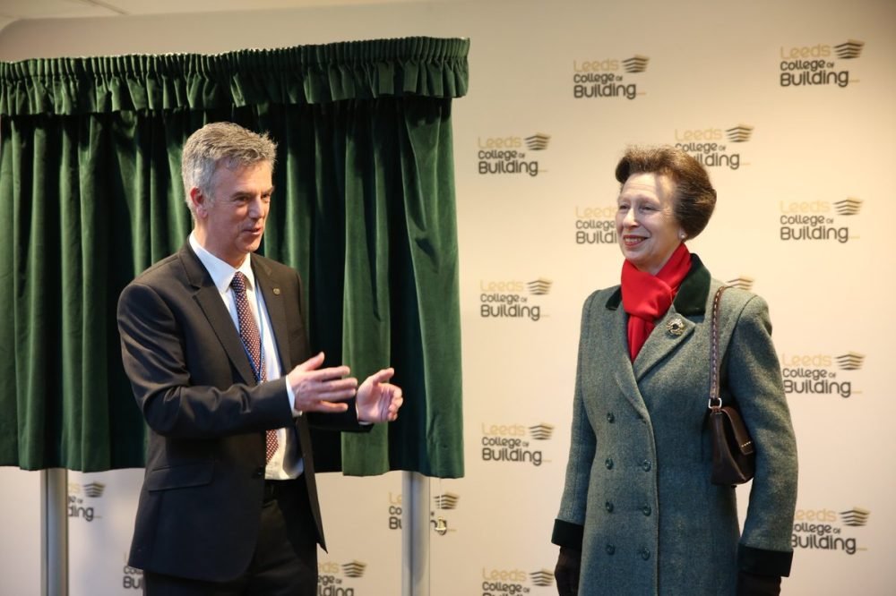 princess anne unveiled a plaque at leeds college of building (royal family)