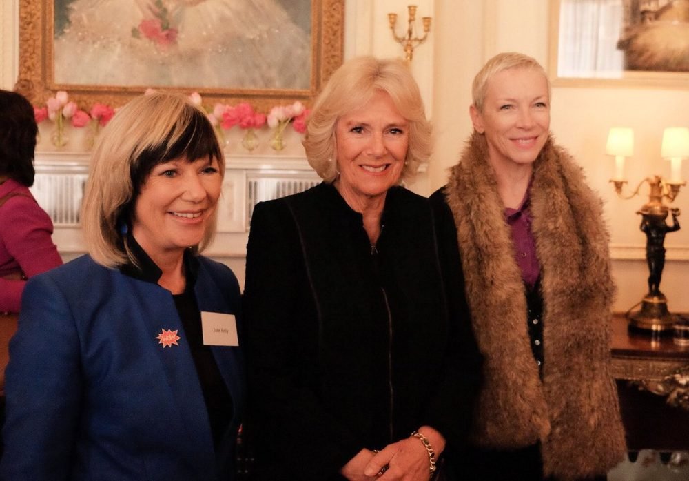 camilla, the duchess of cornwall, with annie lennox at the WOW reception (clarence house)