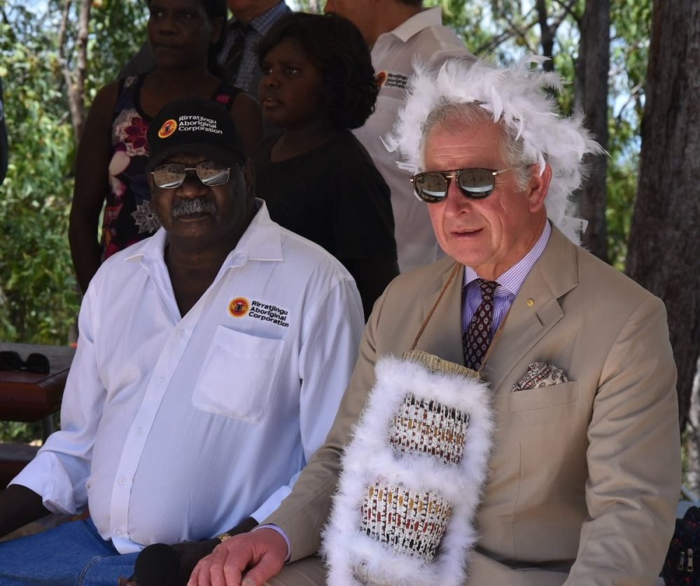prince charles wears traditional aboriginal wear (clarence house)