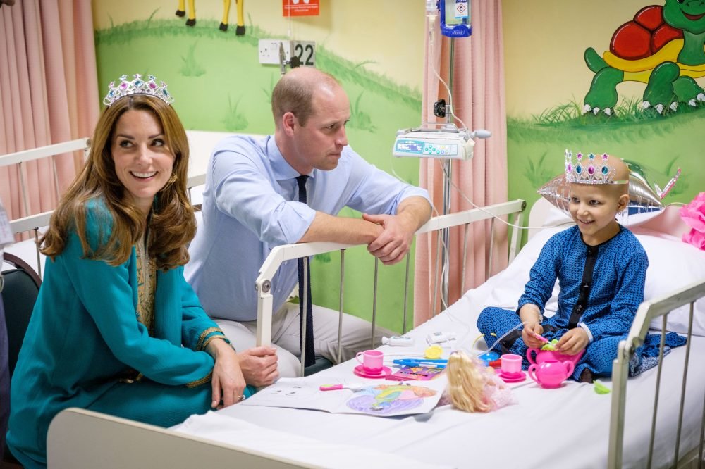 William and Kate have a 'Princess' themed tea-party with one of the young patients receiving cancer treatment at the hospital (Kensington Palace)
