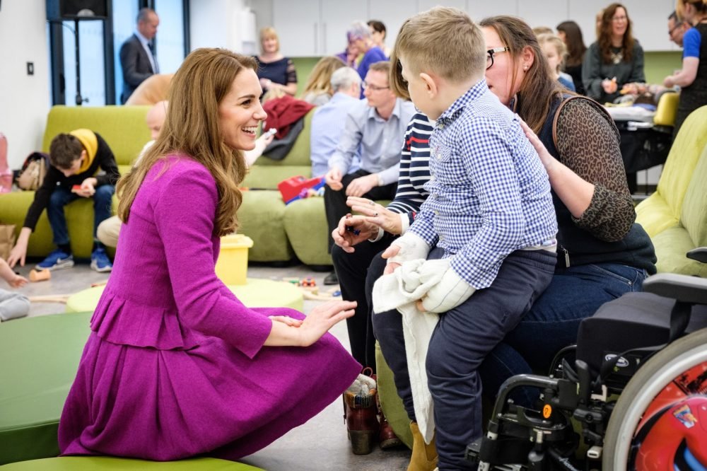 Kate chats to families at the Nook, that she opened in Norfolk today (Kensington Palace)