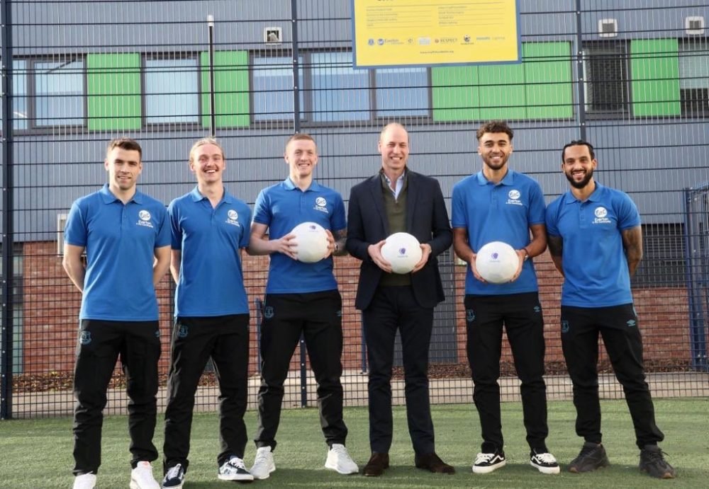 Prince William visited Everton football club to discuss mental health The Duke of Cambridge at Everton in the Community, Liverpool (Kensington Palace)