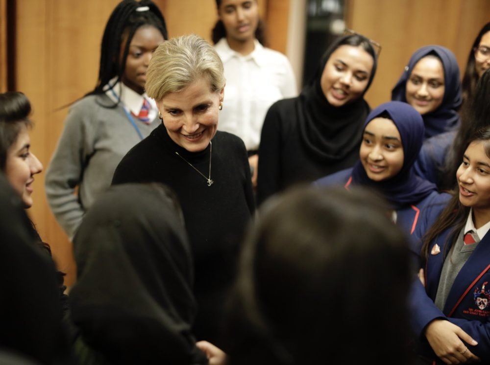 The Countess of Wessex with participants of the Women's Forum Network,  which seeks to help direct young women into financial careers (Royal Family)