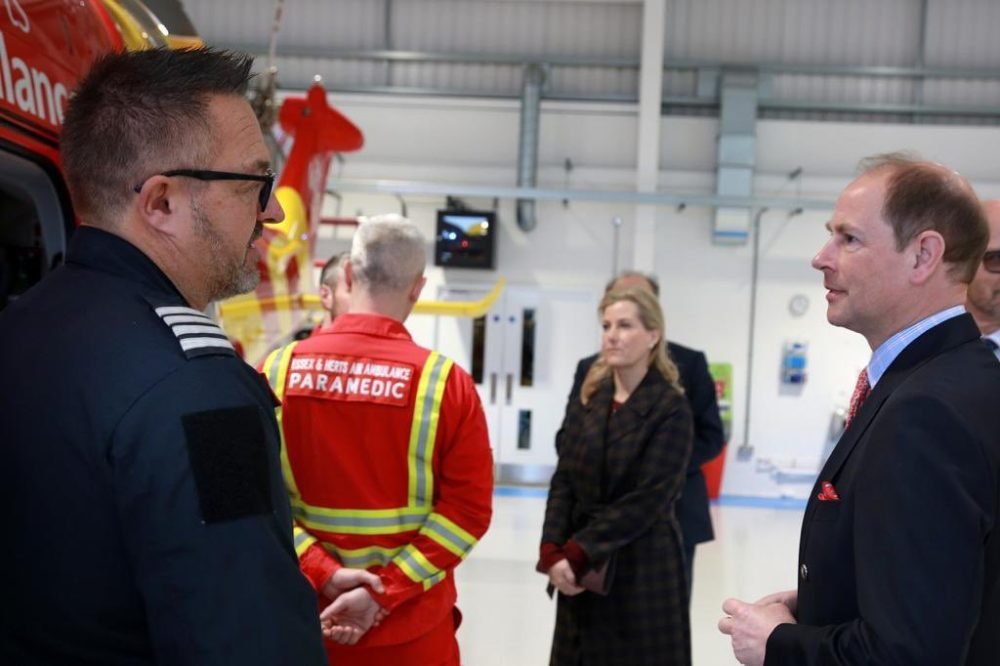 The Earl of Wessex spoke to Air Ambulance staff. (Royal Family).