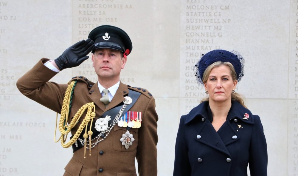The Earl and Countess of Wessex honoured the war dead at the National Memorial Arboretum (@RoyalFamily)